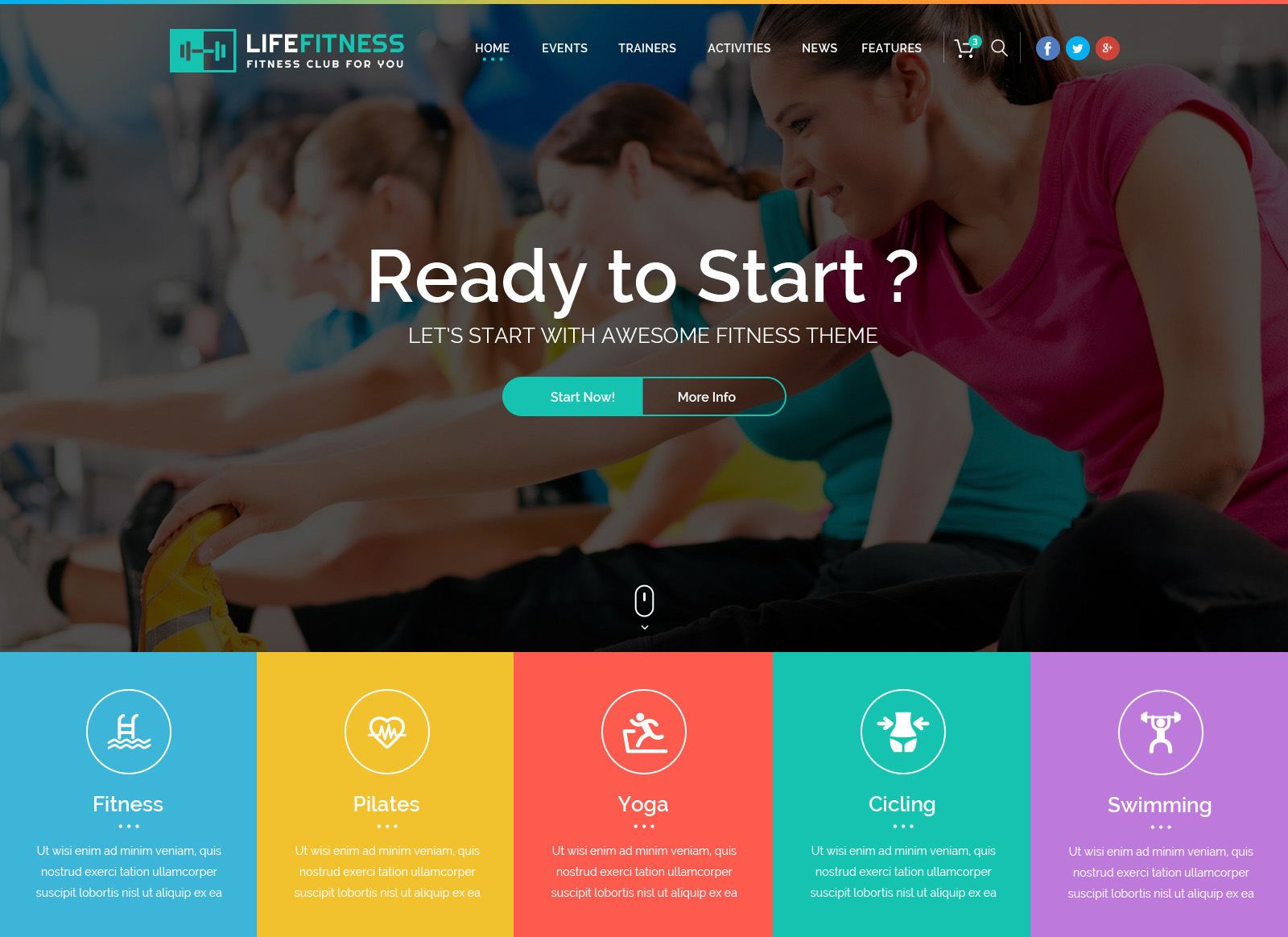 Life Fitness - Gym and Sport PSD Template