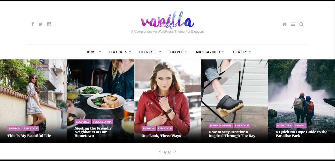 Vanilla - Lifestyle & Fashion WordPress Blog Theme