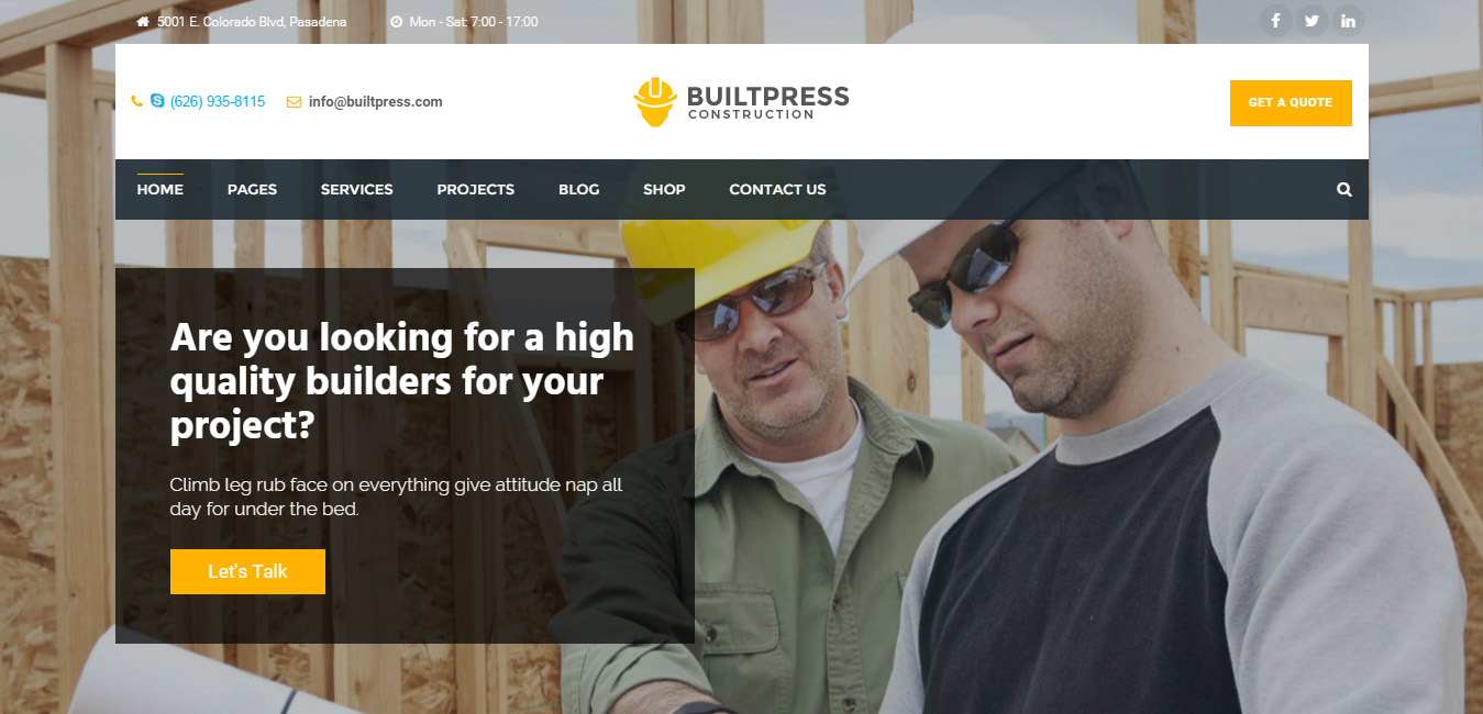 BuiltPress - Building Construction WordPress Theme