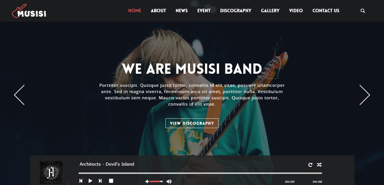 Musisi WordPress Themes for Musicians, Bands