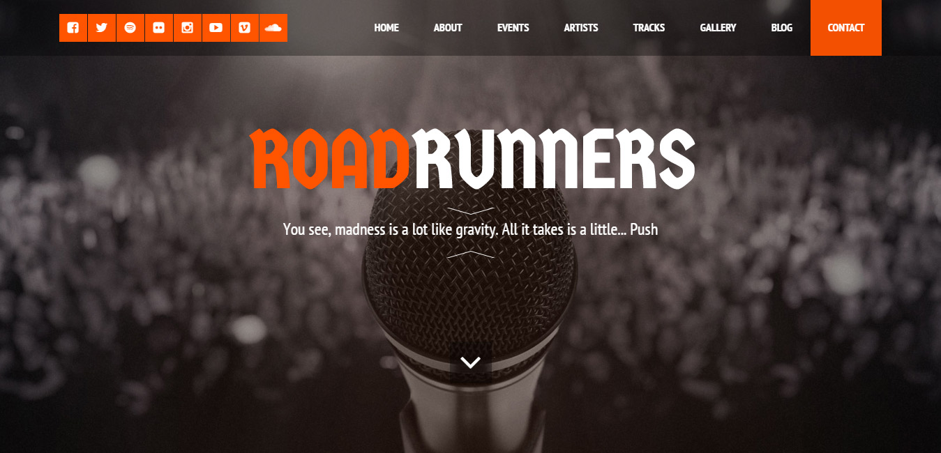 RoadRunners - One-Page Music WordPress Theme