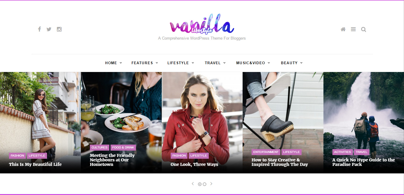 Vanilla - Lifestyle & Fashion WordPress Blog Theme