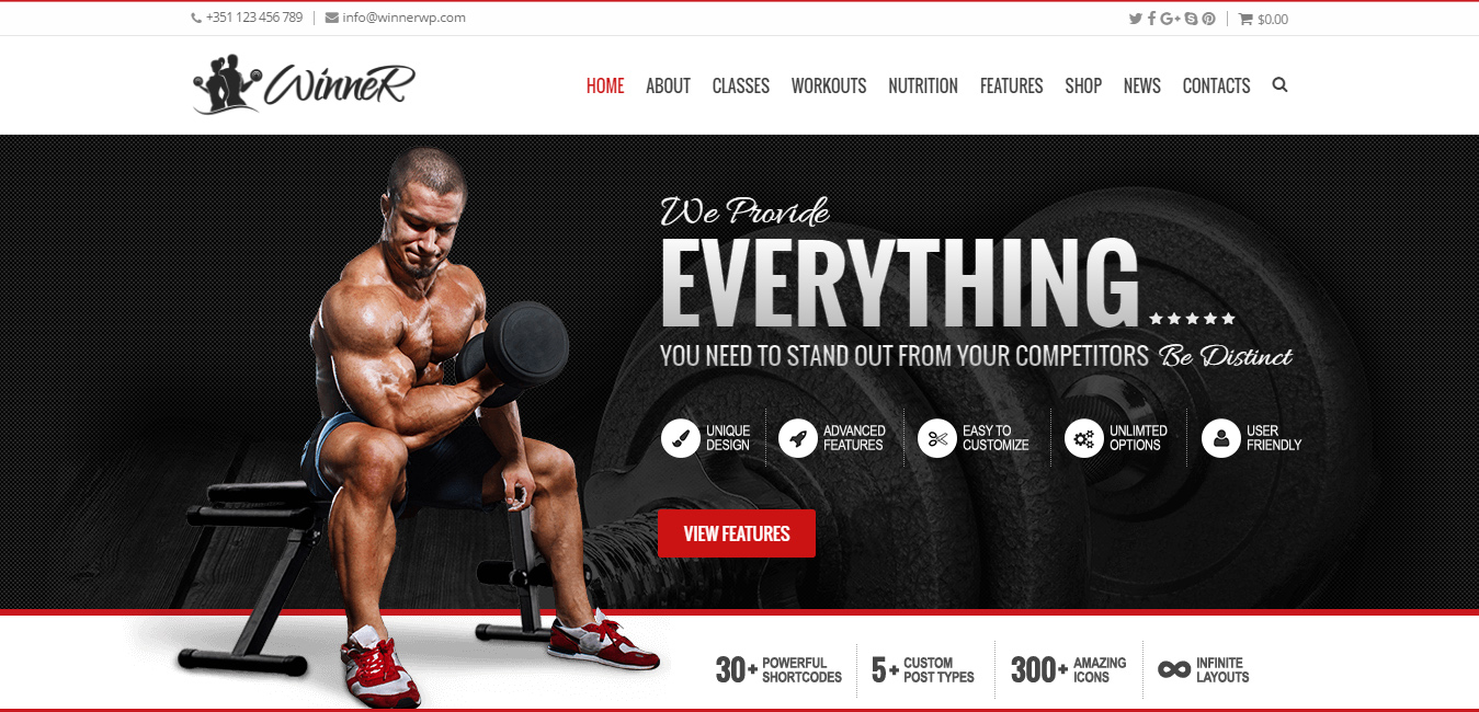 Winner - Sports, Gym & Fitness WordPress Theme