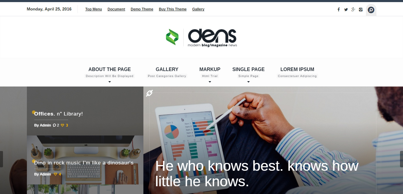 Dens - Magazine and Blog WordPress Theme