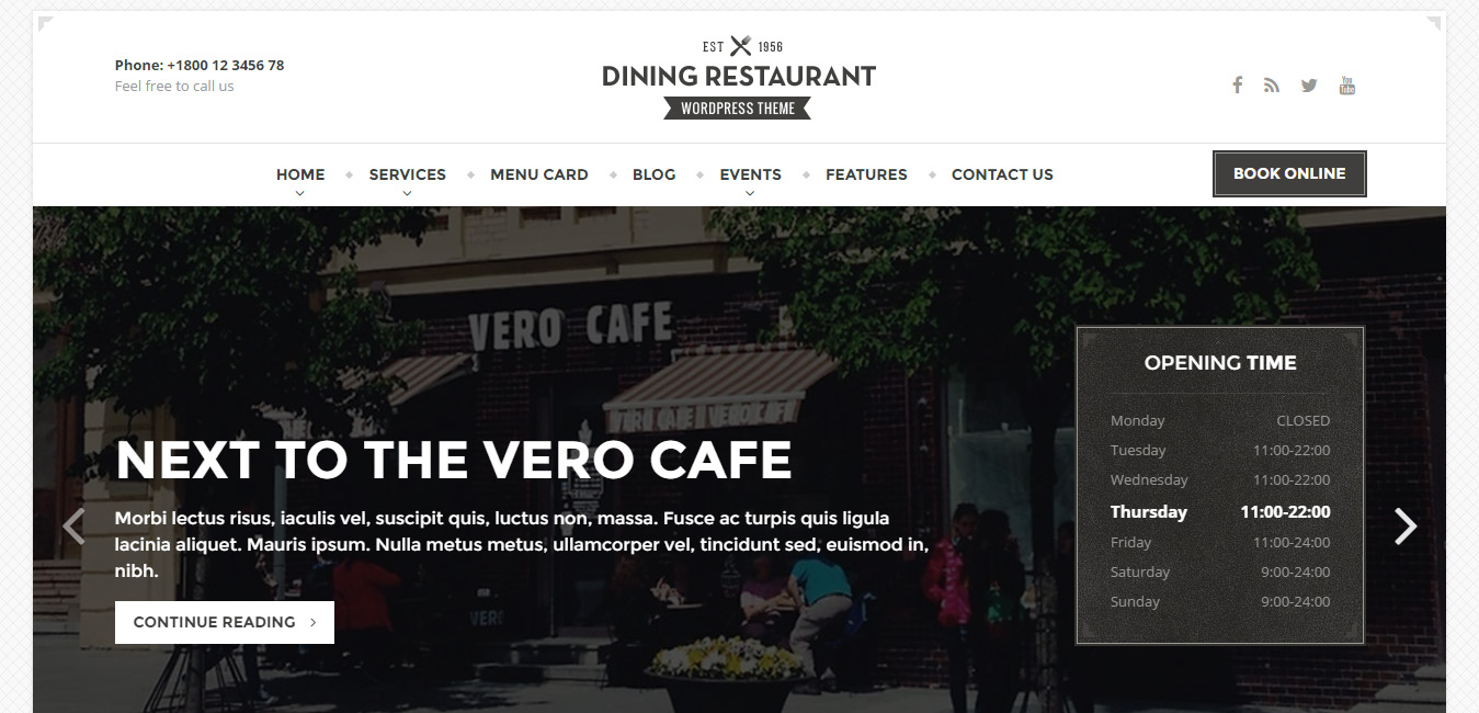 Dining Restaurant - WordPress Theme For Chefs