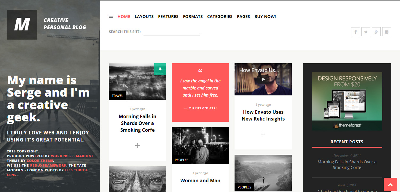 MaxiOne - Personal Blog WordPress Theme