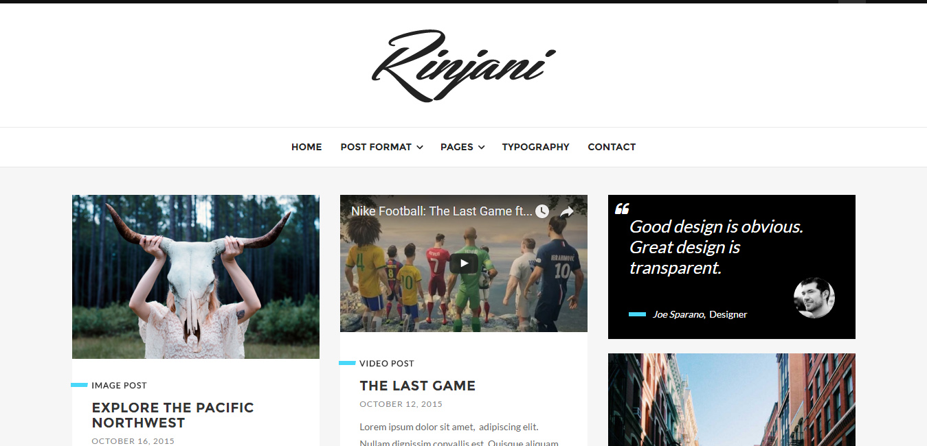 Rinjani - Responsive Grid Blog Theme