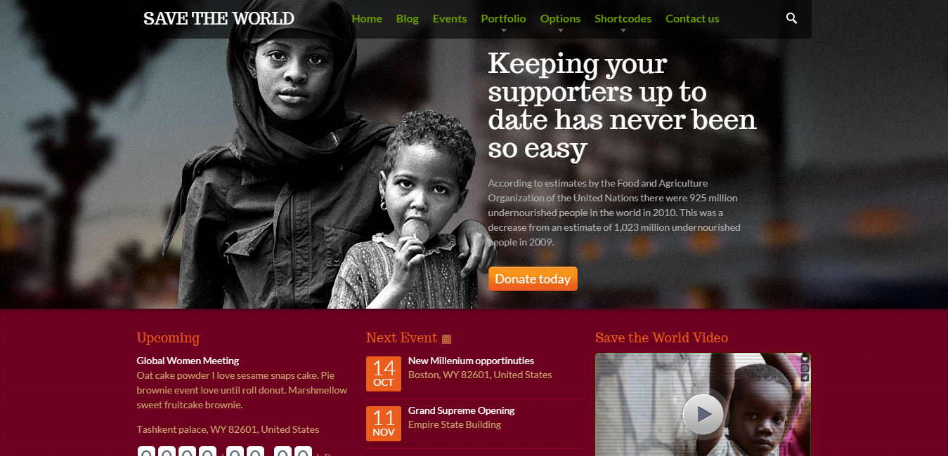 SaveTheWorld - Responsive Charity WP Theme