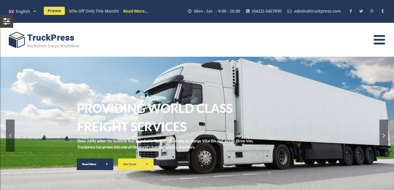 TruckPress - Transportation Business WordPress Theme