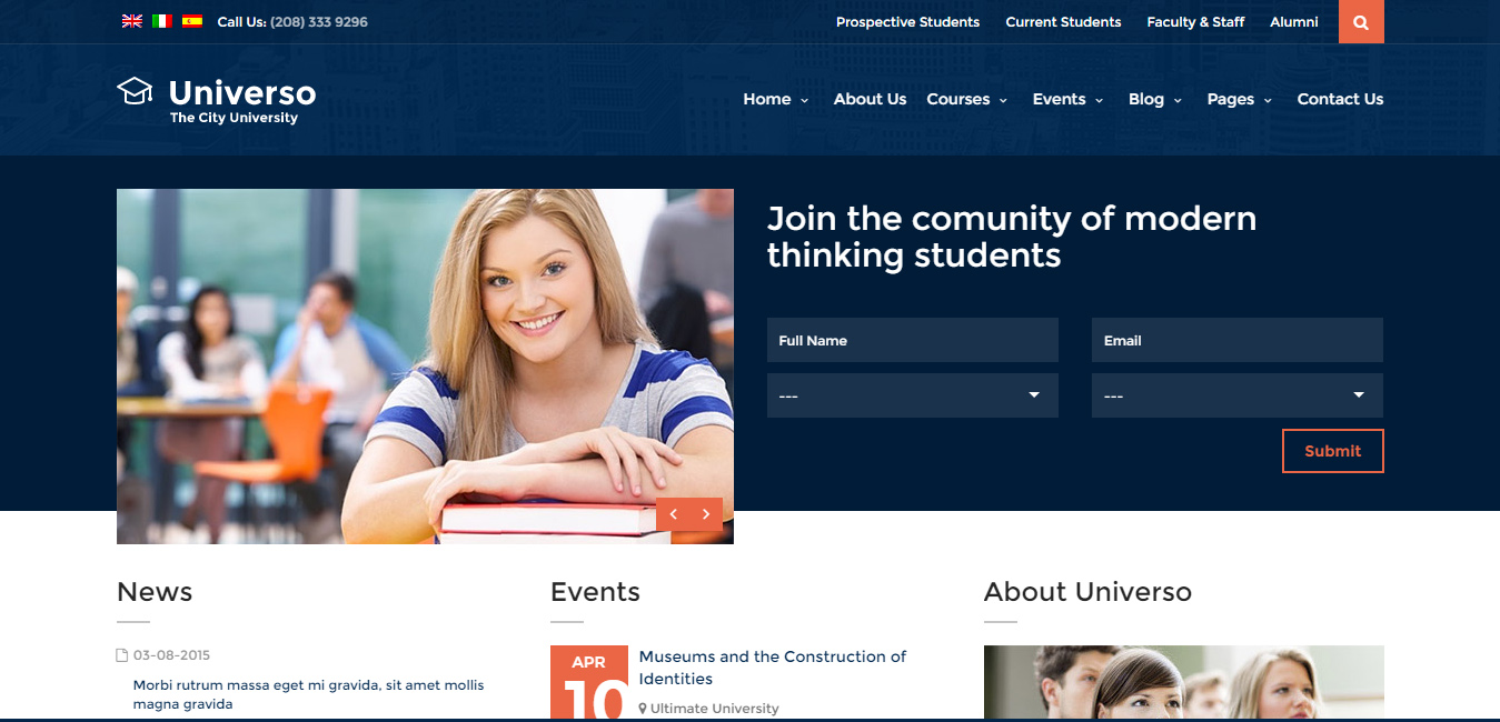 Universo - Education, Courses & Events WP Theme