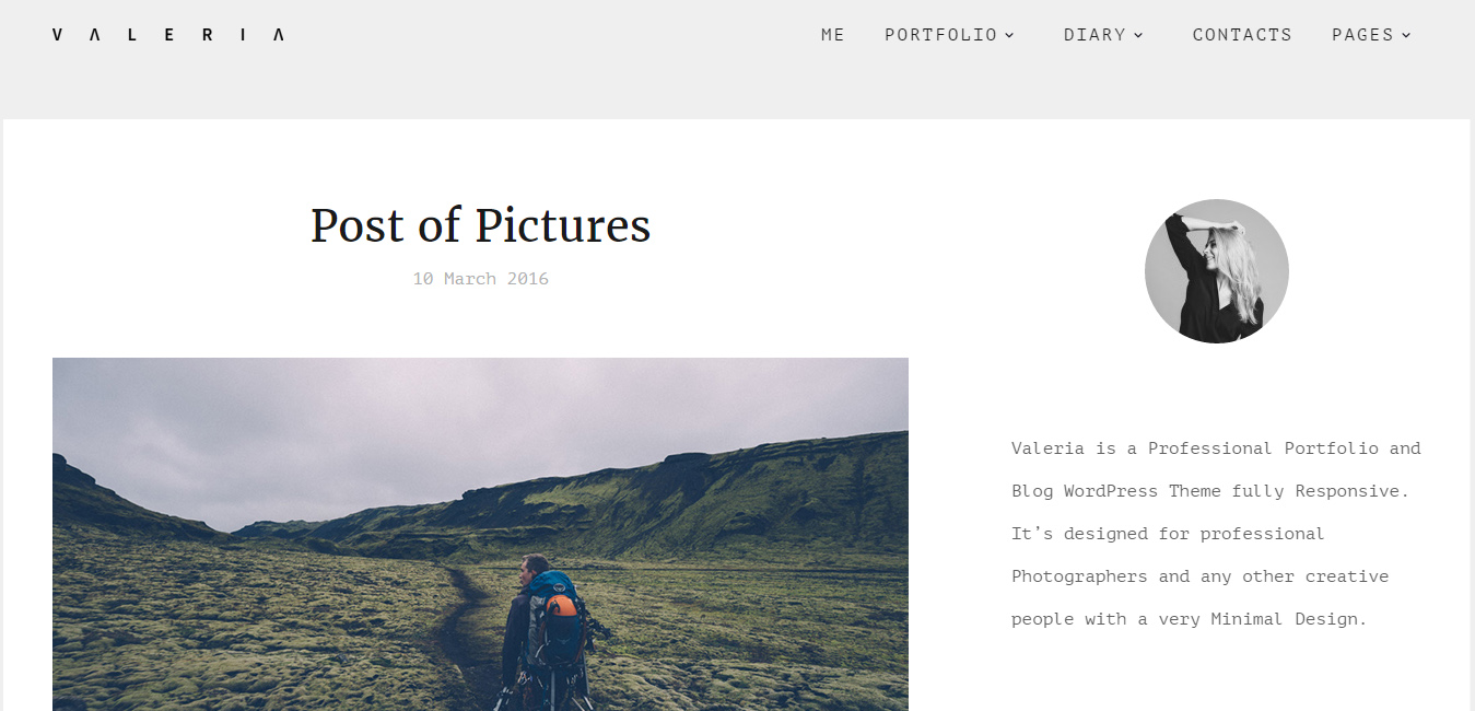 Valeria - Photography WordPress Theme