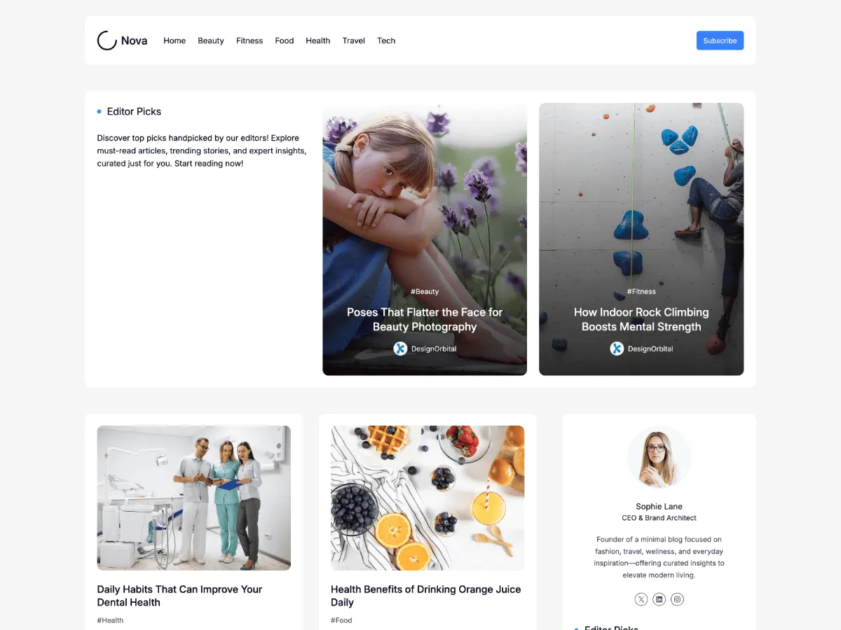 Nova – Free Minimal Personal WordPress Blog Theme